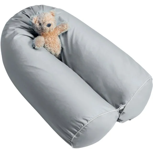 Cloudpillo Nest Kussensloop - 150 x 24 cm - Stone Grey - 100% Katoen Satijn 300 TC - Ademend - Antibacterieel - Hypoallergeen - YKK-rits - Machinewasbaar - OEKO-TEX