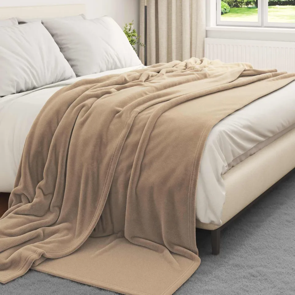 vidaXL plaid Camel 240 x 220 cm 1,37 kg Fleece, foto 3