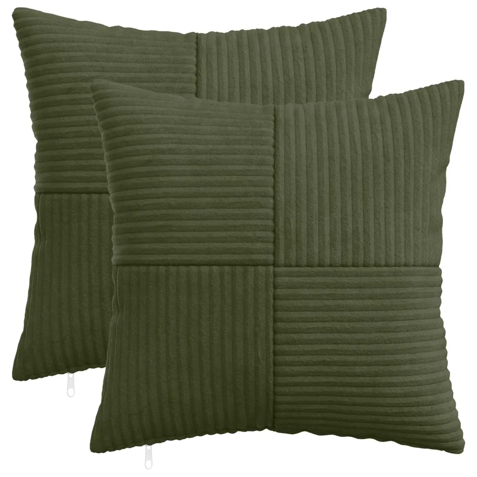 vidaXL Kussensloop 2 st ALMELO Groen 50 x 50 cm corduroy, foto 3