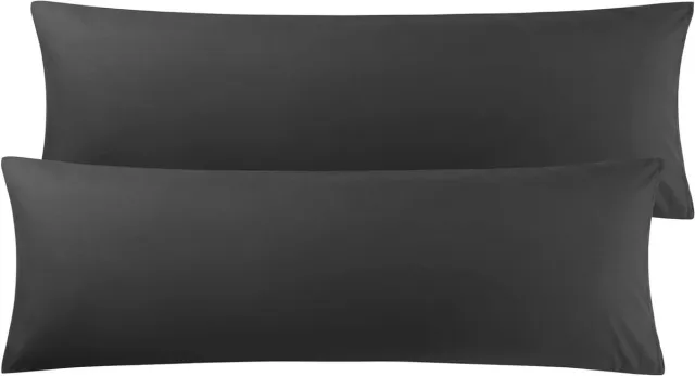 Provento Set van 2 langwerpige kussenslopen zwart, 100% microvezel, 50 x 160 cm - Decoratieve kussenhoes voor zijslaapkussen met hotelsluiting Any