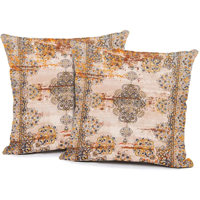 KZQ Kussenslopen - Set van 2 vierkante decoratieve kussenslopen in Boheemse stijl, zacht en duurzaam - Geschikt voor banken, woonkamers en slaapkamers - 50x66 cm - Patroon Bloem
