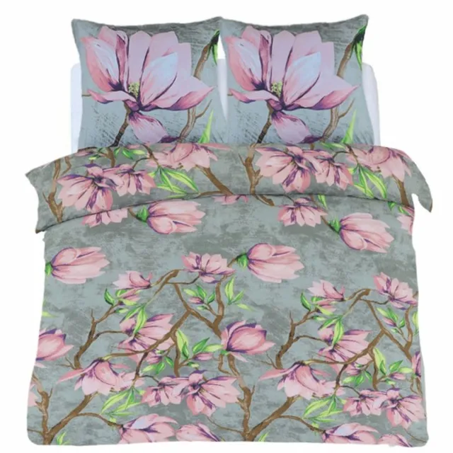 Husch Dekbedovertrek Magnolia - 240x200/220 - Grijs/Roze