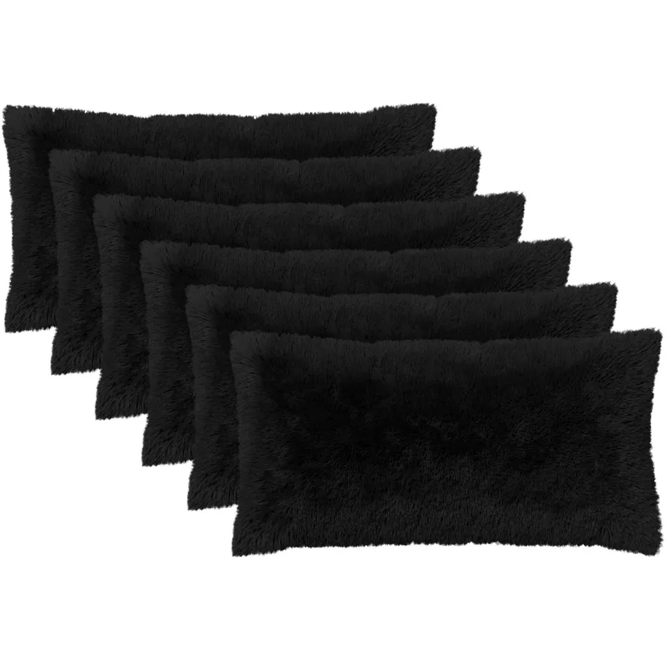 vidaXL Kussensloop 6 st HEERLEN Zwart 40 x 70 cm PV Fleece, foto 3