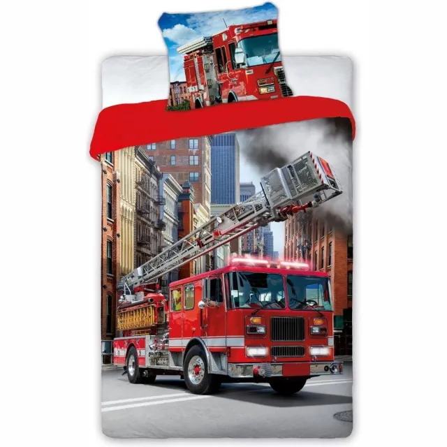 Detexpol Dekbedovertrek brandweer - brandweerwagen - brandweerauto - met 1 kussensloop - 100% katoen rood