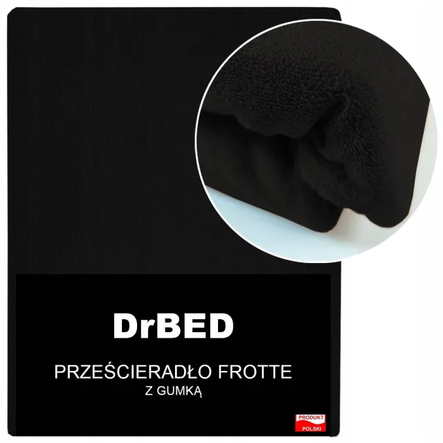 DrBED Serie - Frotte Hoeslaken - 120x200 cm - Ademend - Zwart - Gemaakt in Polen