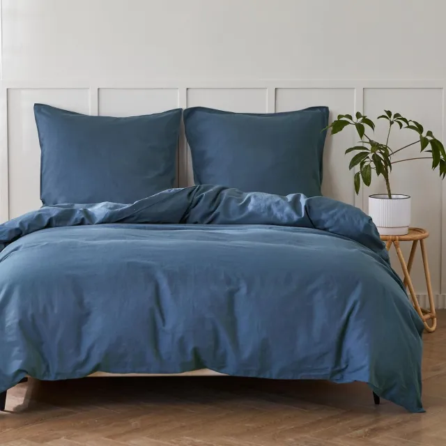 Ibenzoa Luxueuze Linnen Katoen Dekbedovertrekset voor Comfortabel en Stijlvol Slapen blauw