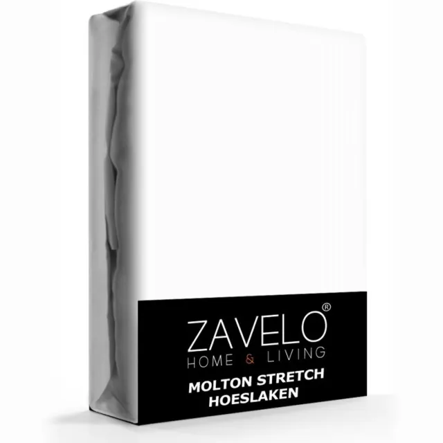 Zavelo Molton Hoeslaken Stretch - Rondom Elastisch - 30 cm Hoekhoogte - Matrasbeschermer - Anti-Allergie Wit