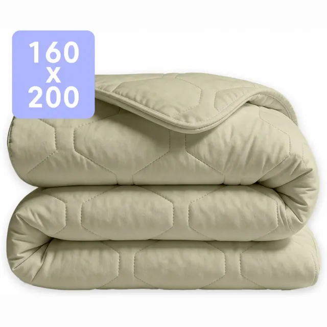 Happybed Dekbed zonder overtrek 160x200 - 100% Katoen - Wasbaar Zomerdekbed - Bedrukt dekbed zonder hoes - Hoesloos Dekbed - Twijfelaar dekbed - Sage Green
