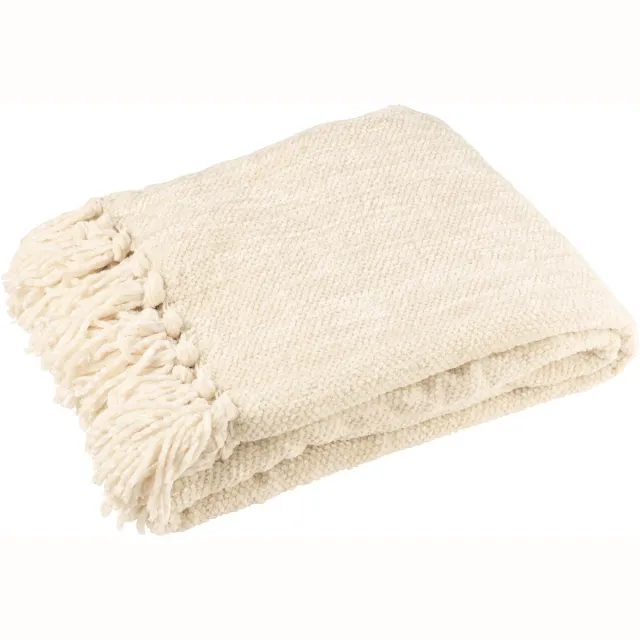 J-Line deken Chenille - polyester - ecru