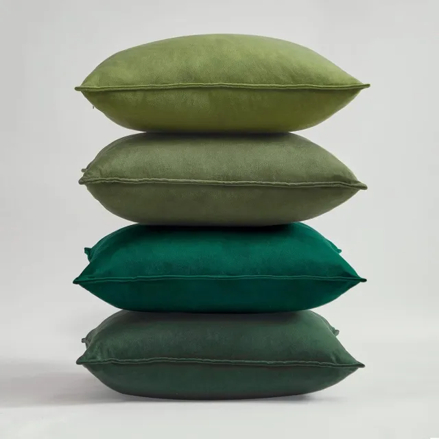 Famanu Fluwelen corduroy ribfluweel kussenslopen set van 4 (50x50 cm) – grote zachte sierkussenhoezen – bank/bed/stoel – groen