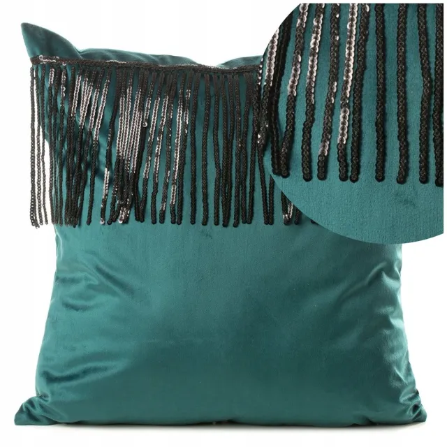 Eurofirany Jasper Velours Cussenhoes Donker Turquoise 45x45 cm