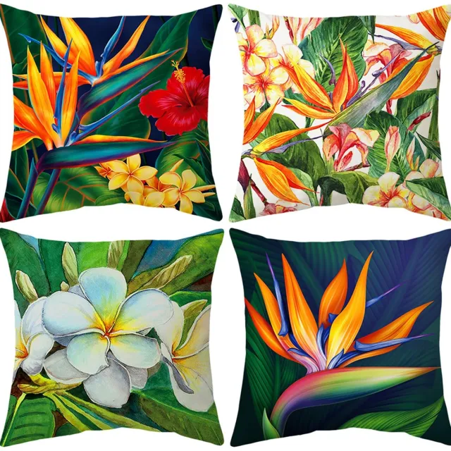 Ibenzoa Set van 4 fluwelen kussenslopen met moderne bloemenprint voor woonkamer kleurrijk
