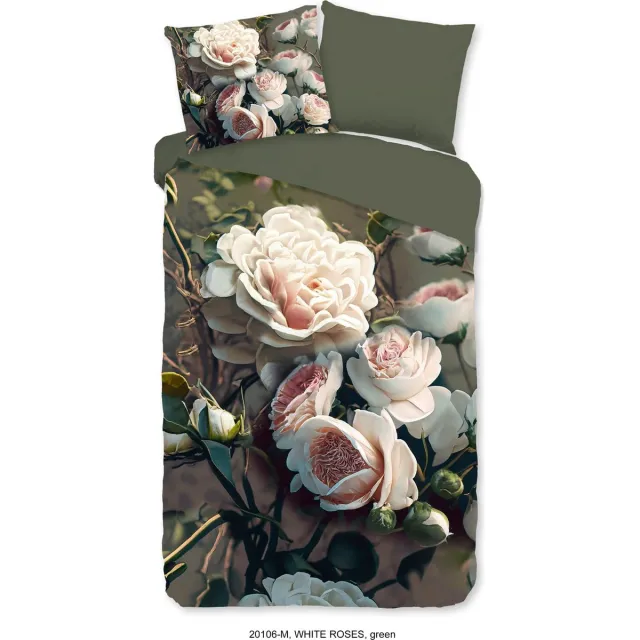 Pure dekbedovertrek bloemen - 1 persoons 140x200/220 cm - Groen - Microvezel Green