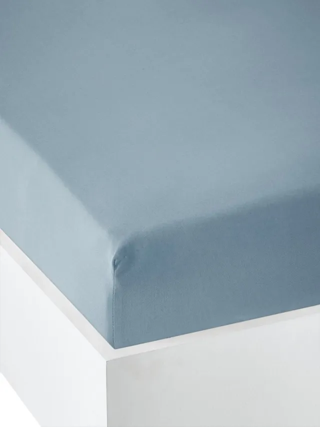 vertbaudet Effen jersey hoeslaken van denim blauw