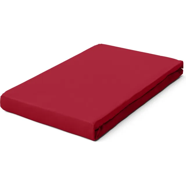 schlafgut Pure Bio Katoen Jersey Hoeslaken XL - 180x200 - 200x220 285 Red Deep