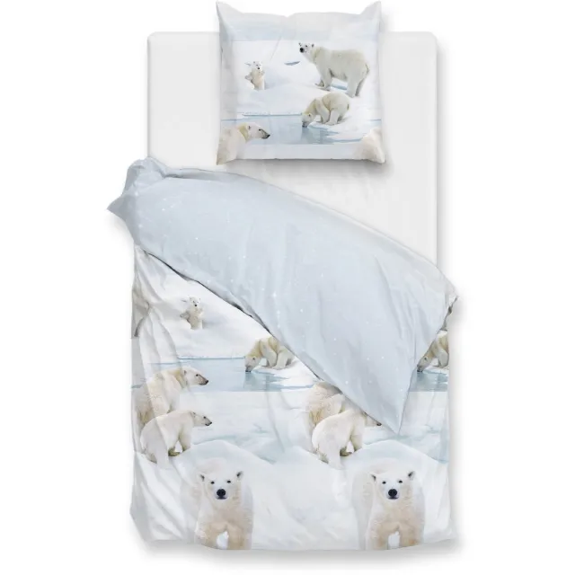 Zohome Dekbedovertrek Polare - Bedlinnen met Dieren print - Blauw - Dekbedhoes van 100% Katoen-Flanel