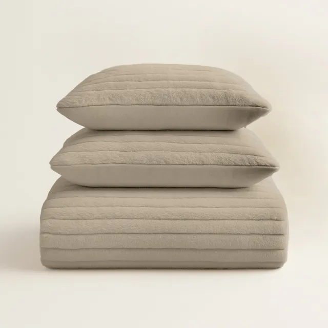 Y-not® Teddy Dekbedovertrek 140x200/220 – Zacht & Warm – Chunky Rib – 1 Kussensloop 60x70 – Zand – Y-NOT