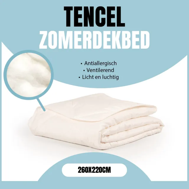 LINNICK Tencel Zomerdekbed - 100% katoen Tijk - Zomerdekbed 260x220cm - Dekbed Zomer - Lits Jumeaux Extra Lang - Lits Jumeaux Extra Breed - Dekbedden wit