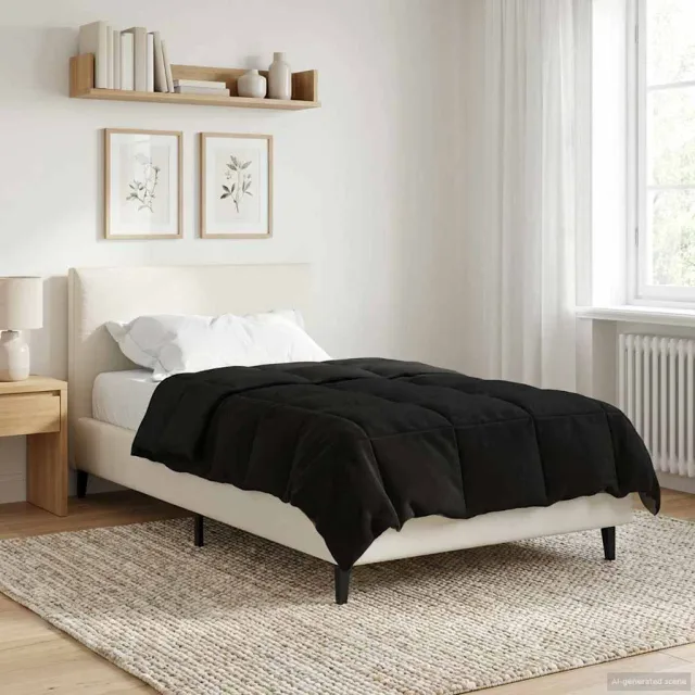 vidaXL Vol jaar dekbed 135 x 220 cm Microfiber (100% polyester) Zwart