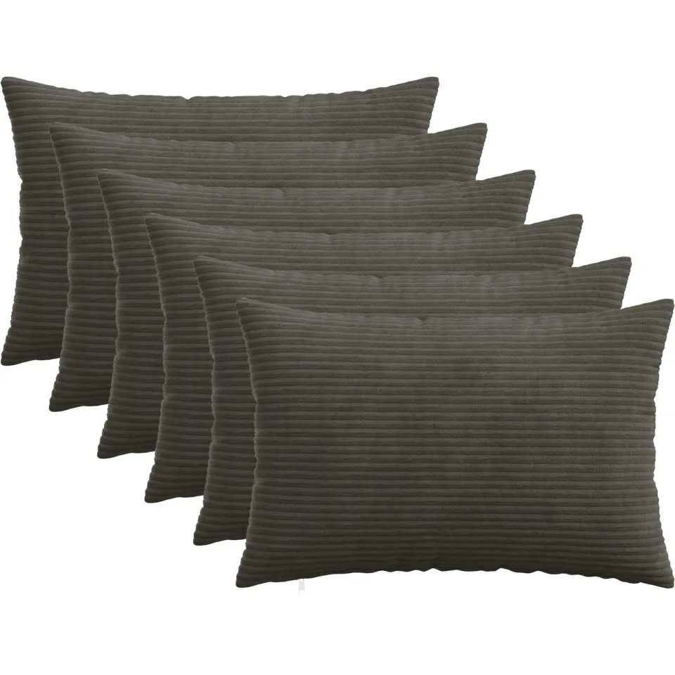 vidaXL Kussensloop 6 st HEERLEN Antracietkleurig 50 x 70 cm corduroy, foto 3