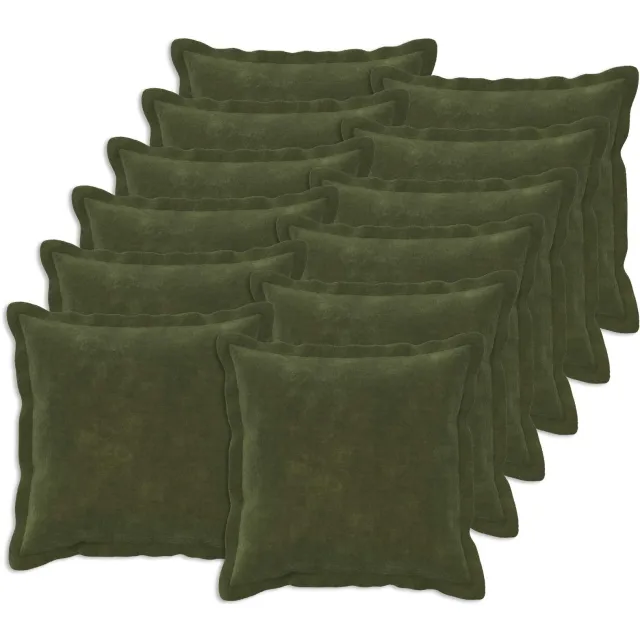 vidaXL Kussensloop 12 st HOUTEN Groen 45 x 45 cm Microfiber Fleece