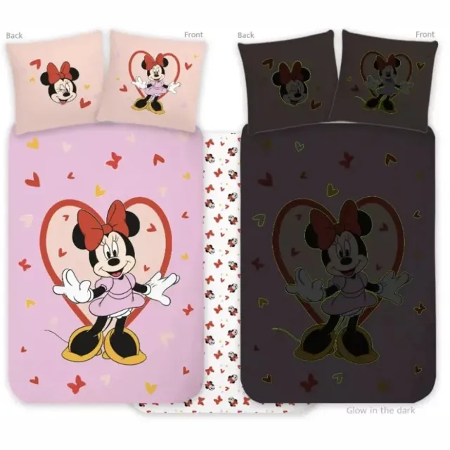 Disney Minnie Minnie Mouse Peuterdekbedovertrek Glow in the Dark - 100 x 135 cm - Katoen Roze
