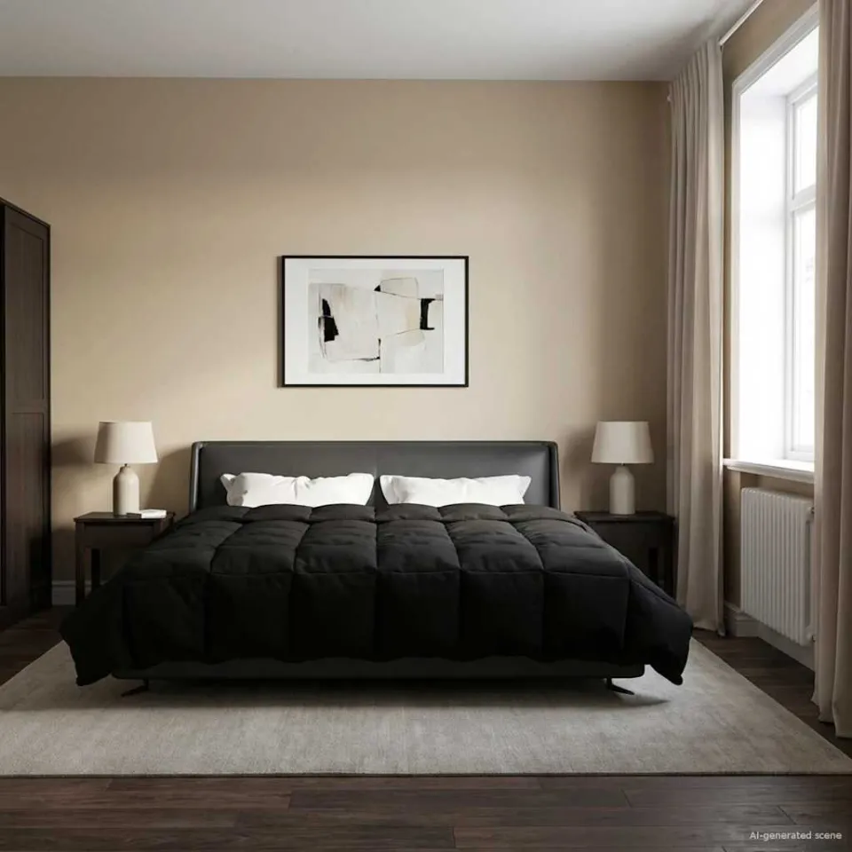 vidaXL Vol jaar dekbed 200 x 220 cm Microfiber (100% polyester) Zwart, foto 4