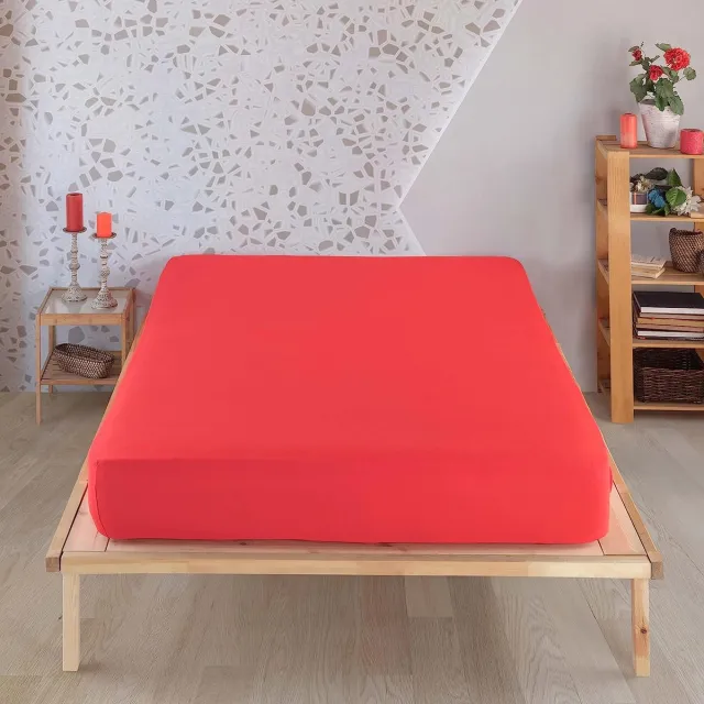 ŞirinEv Premium jersey hoeslaken, hoeslaken tot 30 cm matrashoogte, bedlaken, 100% katoen, Öko-Tex (200x200 cm, rood)