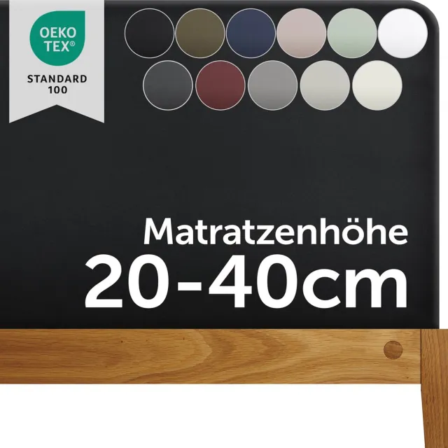 Blumtal Boxspring Hoeslaken - 180 tot 200 x 200 tot 220 cm - Matrashoogte 20 tot 40 cm - Katoenen Hoeslaken - Boxspring en Waterbed - Oeko-TEX gecertificeerd - Zwart