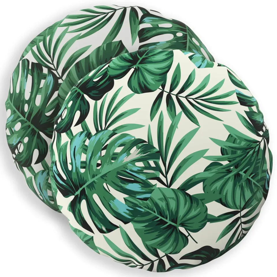 vidaXL Kussensloop 2 st HEERLEN Bladpatroon Dia. 60 cm Polyester Groen