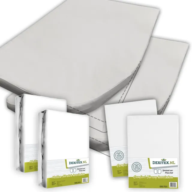 dexitex Textielpakket Frans bed - 2 moltons en 2 hoeslakens RECHTS 2 x Wit