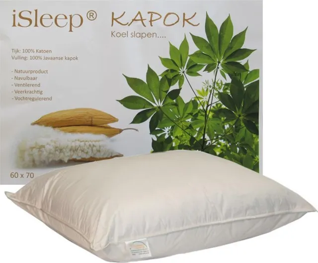 iSleep Kapok Hoofdkussen - 100% Kapok (1100 gram) - 60x70 cm Ecru