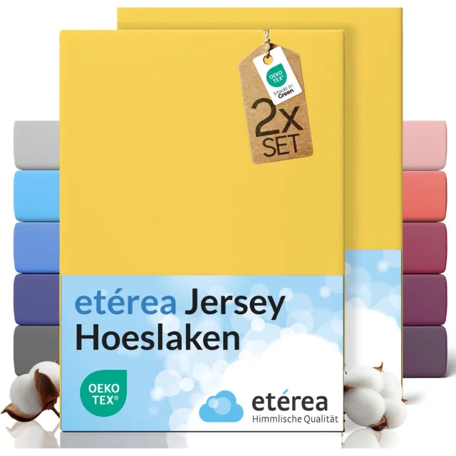 etérea Himmlische Qualität etérea Jersey hoeslaken 2-pack 90x200-100x200 cm (hoek 25 cm) 100% katoen - Geel