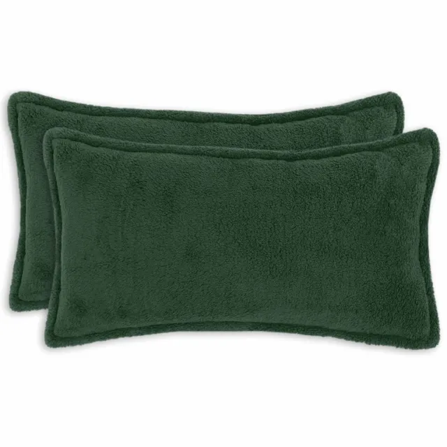 vidaXL Kussensloop 2 st HOUTEN Donkergroen 40 x 70 cm Bouclé