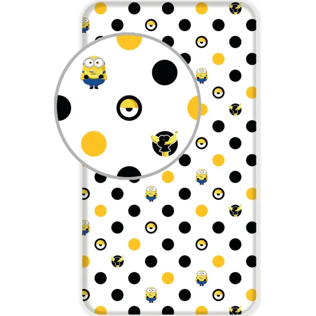 Minions 2 Hoeslaken Dots - Eenpersoons - 90 x 200 cm - Wit