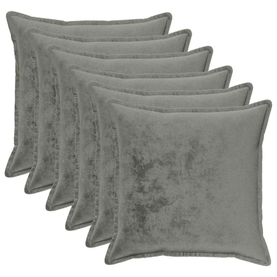 vidaXL Kussensloop 6 st HOUTEN Donkergrijs 60 x 60 cm Flanel, foto 3