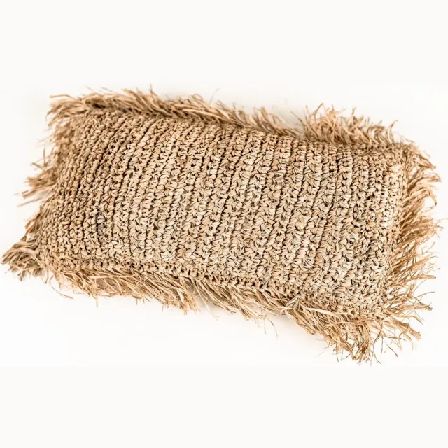 Monnarita TROP - Kussensloop - Zeegras - Boho Stijl - Franje Natuurlijk