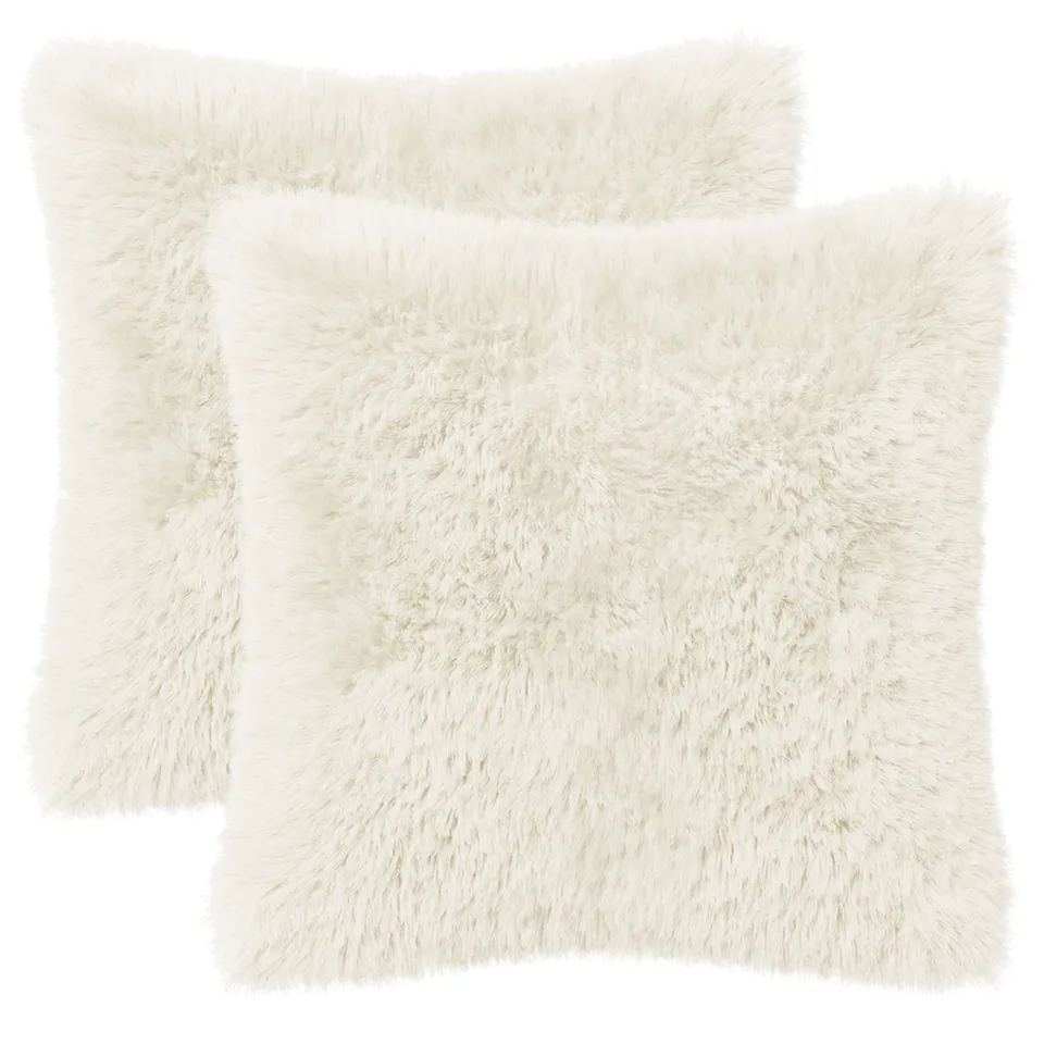 vidaXL Kussensloop 2 st HEERLEN Wit 45 x 45 cm PV Fleece, foto 3