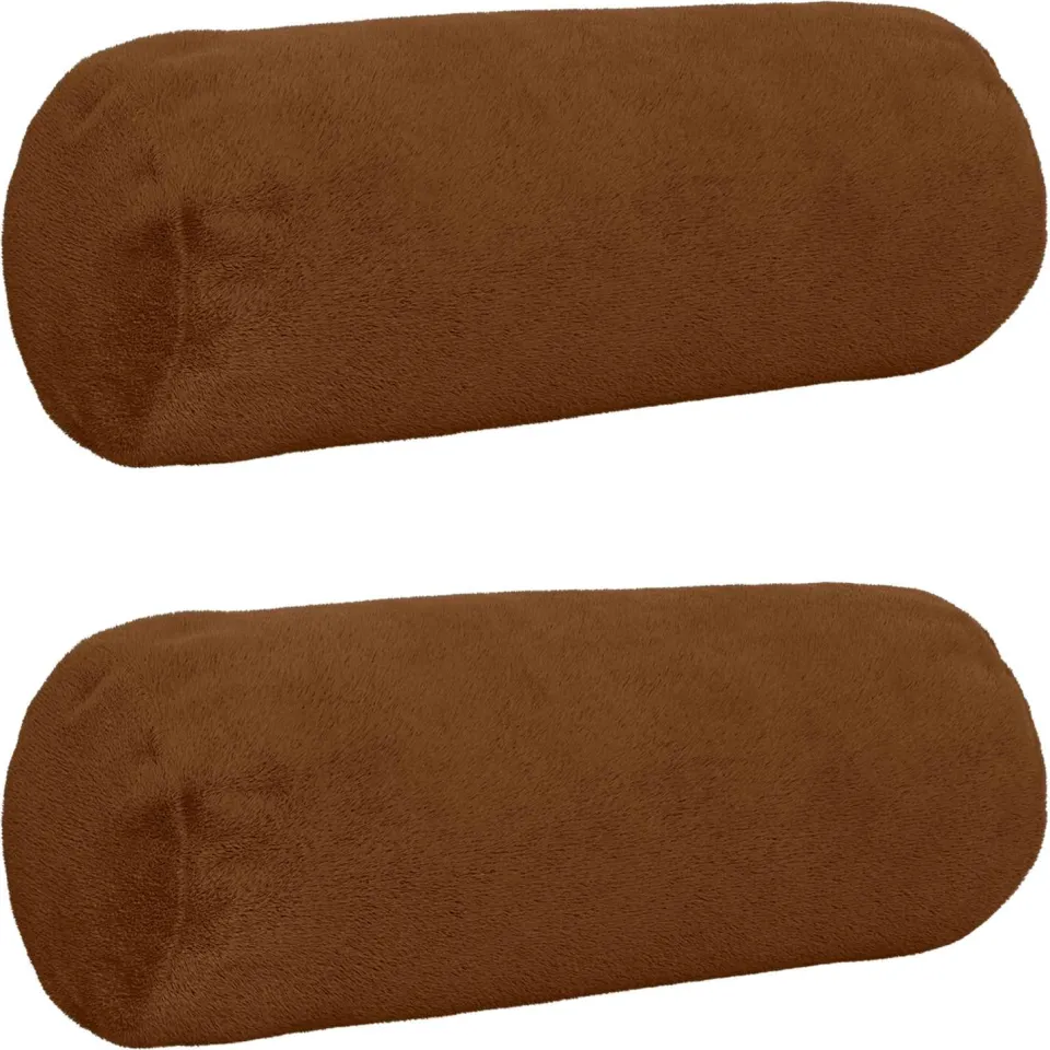 vidaXL Kussensloop 2 st HEERLEN Licht Bruin Dia. 15 x 40 cm Flanel, foto 3