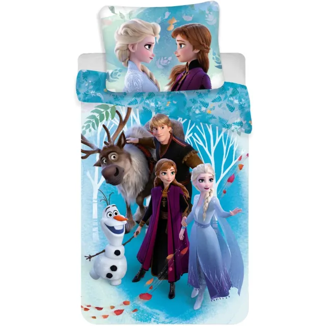 Disney Frozen Frozen Dekbedovertrek Family - Eenpersoons - 140 x 200 cm - Katoen Blauw;Multi