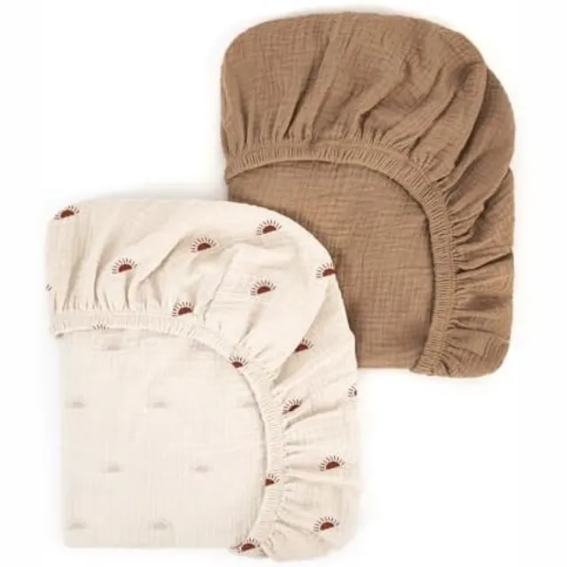 Karma Zachte Mousseline Hoeslakenset voor Babybedjes - 2 Stuks - Universele Maat Geel