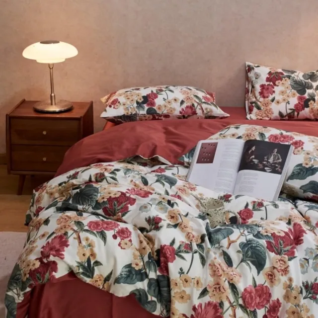 Unyqoos Kleurrijke beddengoedset met bloemenpatroon en ritssluiting voor meisjeskamer rood