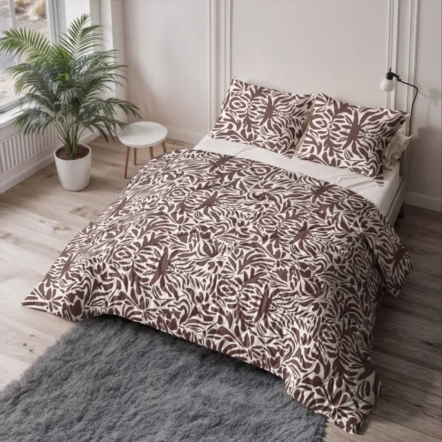 Sleeptime dekbed zonder overtrek met kussensloop Lazy Rood/Bruin