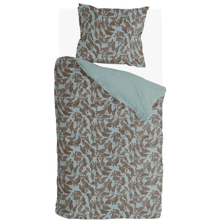 Walra Midnight Leaf katoenen dekbedovertrek blauw