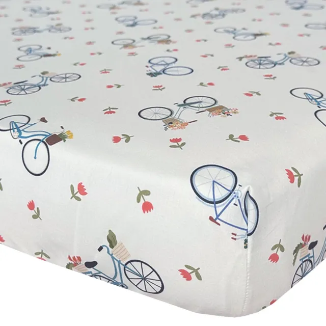 BINK Bedding Hoeslaken Fien 90 x 200 cm ecru, bruin, blauw, peach, groen