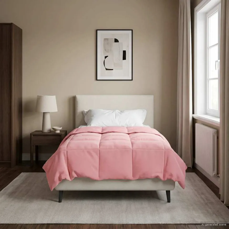 vidaXL Winter Dekbed 140 x 200 cm Winter Microfiber (100% polyester) roze, foto 4