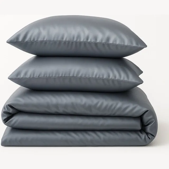 decoware Satijnzacht Dekbedovertrek 240x220 cm – Antraciet Luxe Glans – Microvezel Polyester – Lits-jumeaux – 2x 60x70 cm Kussenslopen – Kreukvrij & Strijkvrij Hotelkwaliteit