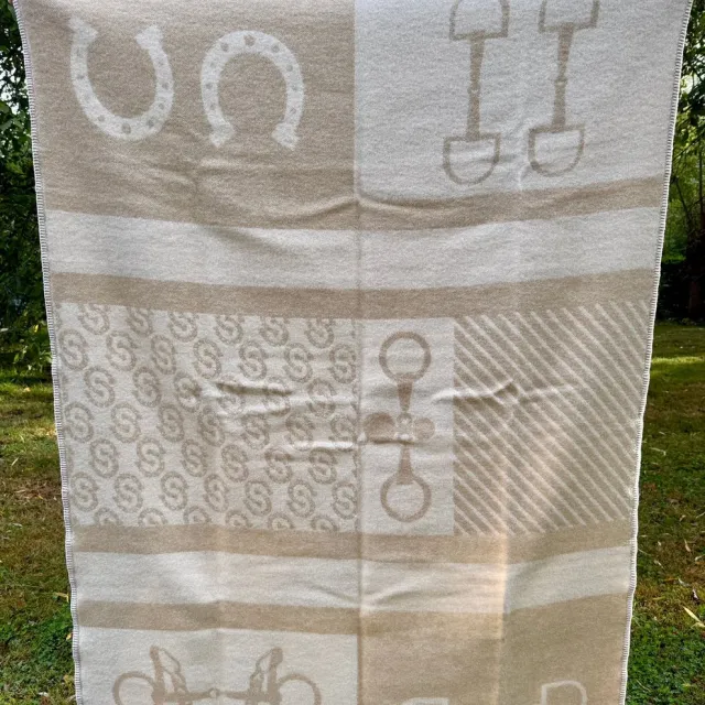 Belpo Wollen Plaid / Deken Cavalière Beige/Brown - 100% nieuwe wol, extra dik - extra zacht - warm - isolerend - 2 kleurig - Must Have voor Ski liefhebbers! - 130x170cm - Perfect cadeau idee Bruin