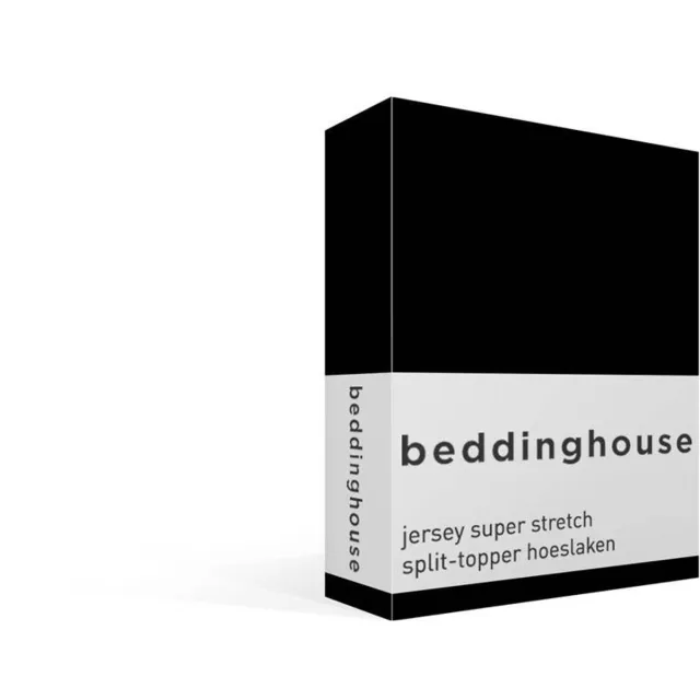 Beddinghouse katoen - Splittopper Hoeslaken - 180 x 200/220 cm Pocket depth: 25 cm Split: 85 cm - Zwart