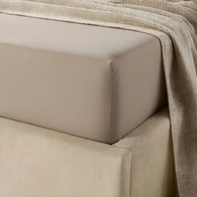 Y-not® Katoen Satijn Hoeslaken 900x200 – 30 cm Hoek – 100% Katoen – Taupe – Y-NOT